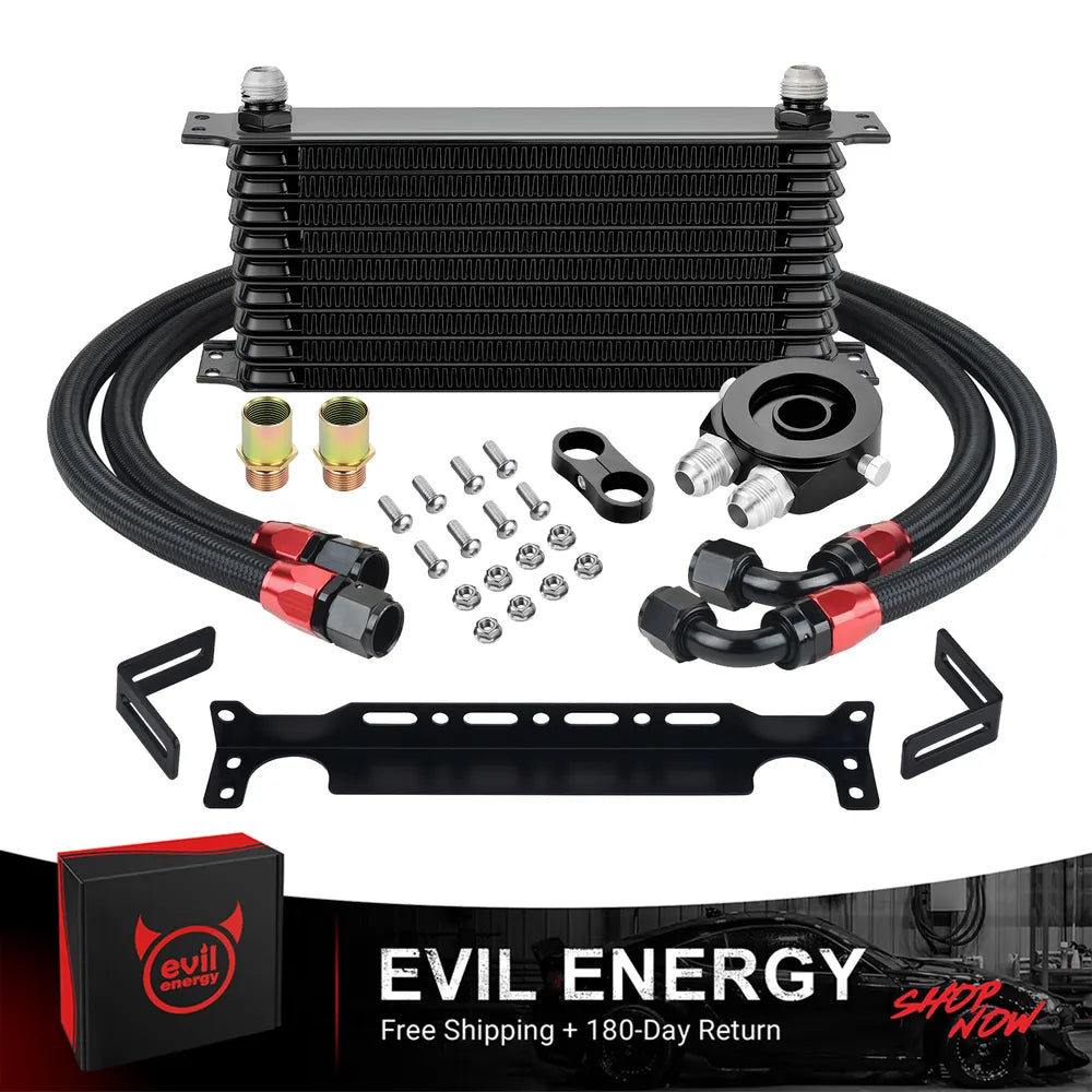 EVIL ENERGY 10AN Transmission & Engine Oil Cooler Kit – Universal Fit ...