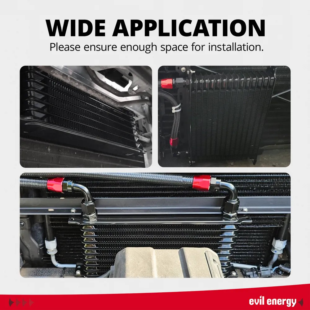 EVIL ENERGY Universal 10AN Transmission & Engine Oil Cooler Kit with Mounting Bracket - EVILENERGY