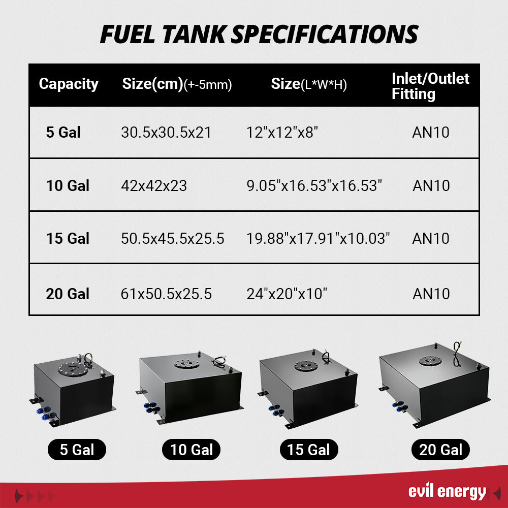 Large Gas Module Dimension EVIL ENERGY 5/10/15/20 Gallon Fuel Cell Gas Tank – EVILENERGY