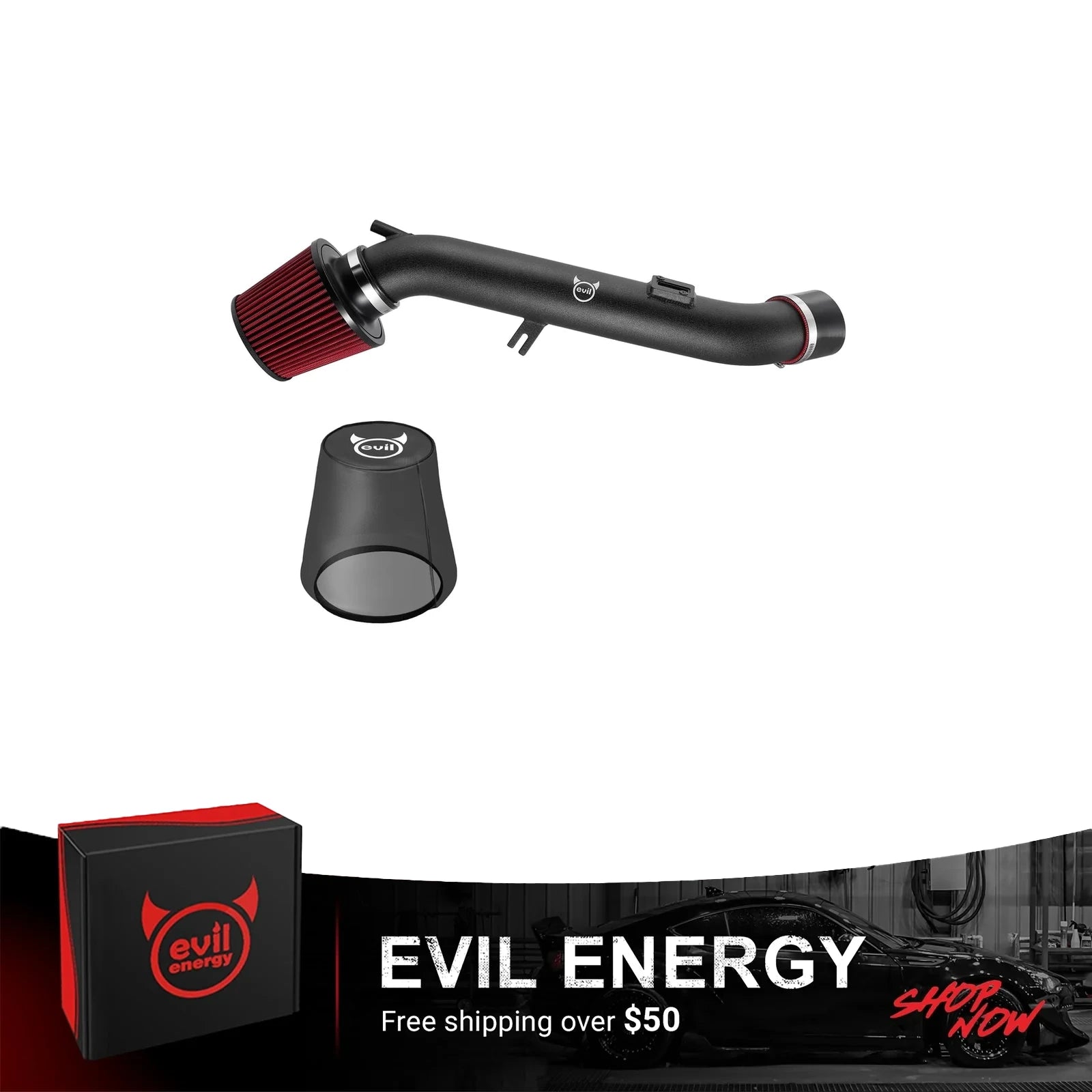 EVIL ENERGY Cold Air Intake Compatible for 2003-2005 Infiniti G35 3.5L, 2003-2005 Nissan 350Z 3.5L, Includes Heat Shield & Pre-Filter, Black
