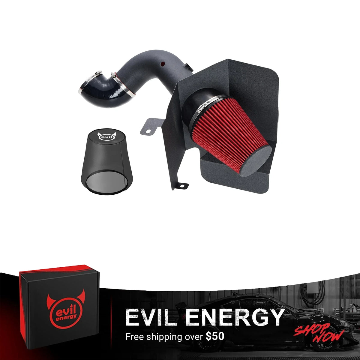 EVIL ENERGY Cold Air Intake Compatible for 2003-2007 Dodge Ram 2500 3500 5.9L L6 Diesel, Includes Heat Shield & Pre-Filter, Black