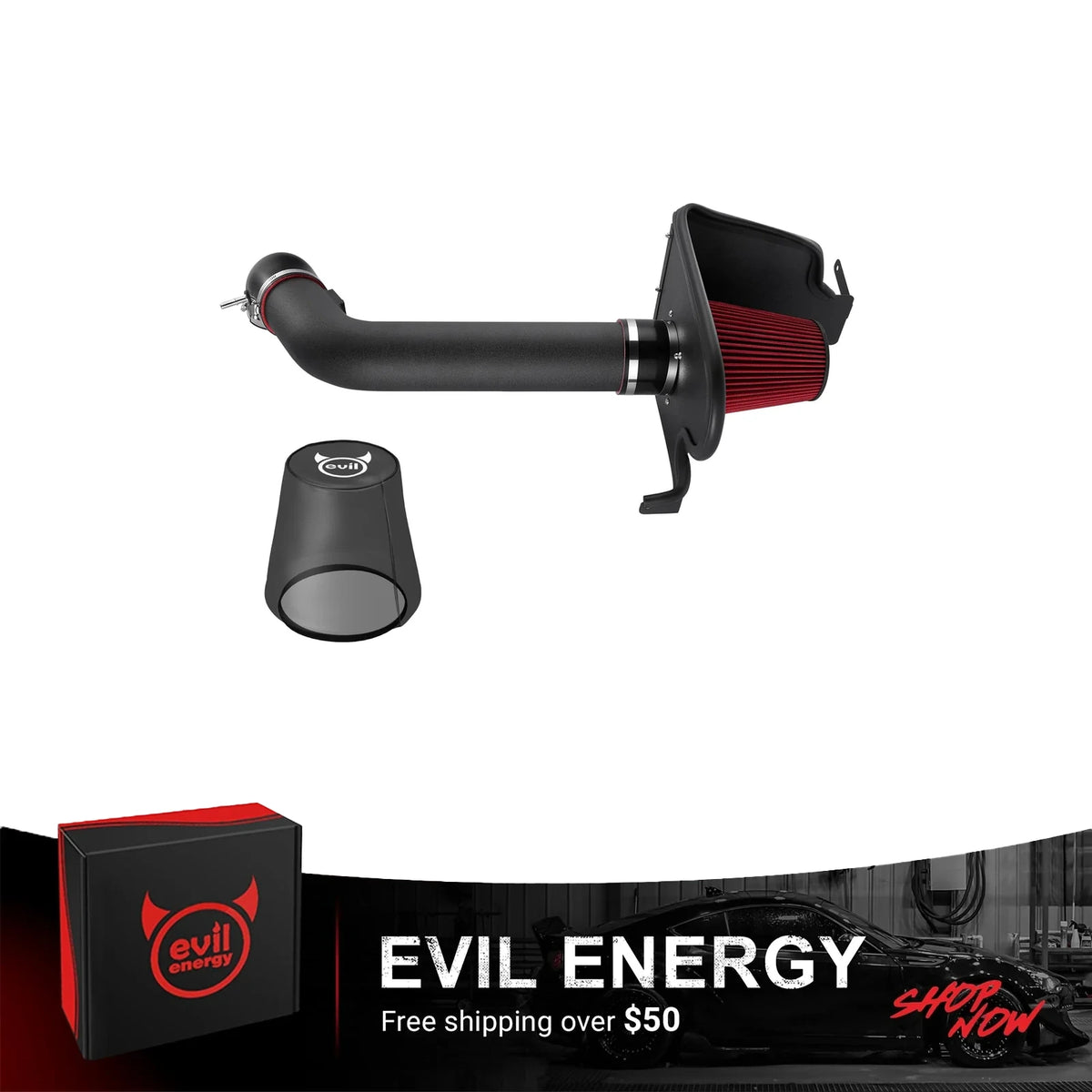 EVIL ENERGY Cold Air Intake Compatible for 2004-2008 Ford F-150 5.4L V8, 2006-2008 Lincoln Mark LT 5.4L V8, 2005 Ford Expedition 5.4L V8, Includes Heat Shield & Pre-Filter, Black