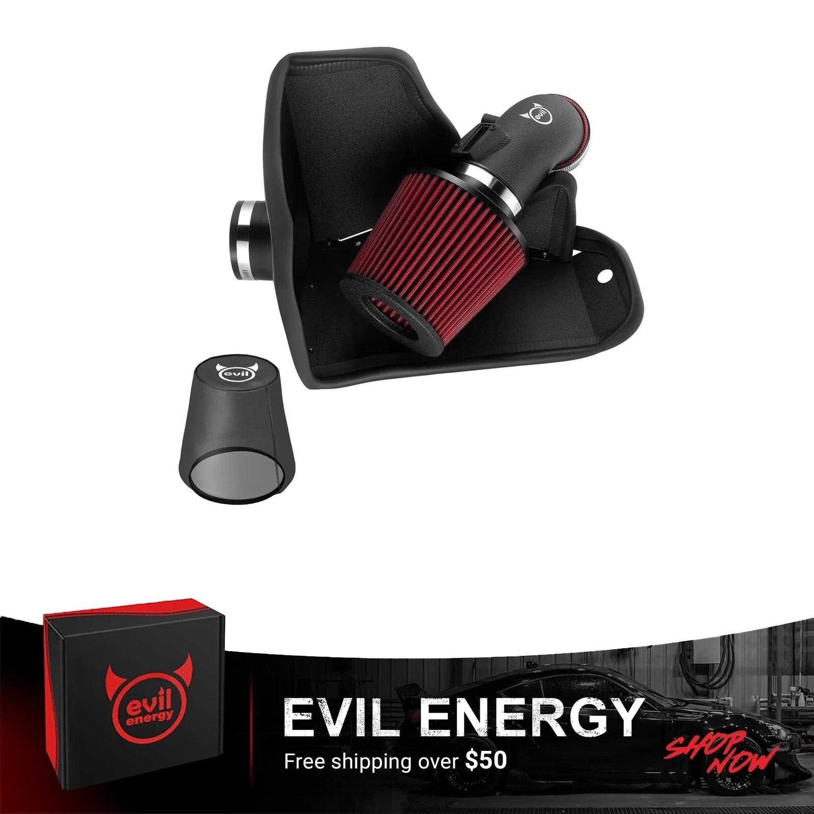 EVIL ENERGY Cold Air Intake Compatible for 2012-2015 Honda Civic 1.8L, Increased Horsepower & Throttle Response, Includes Heat Shield & Pre-Filter, Black