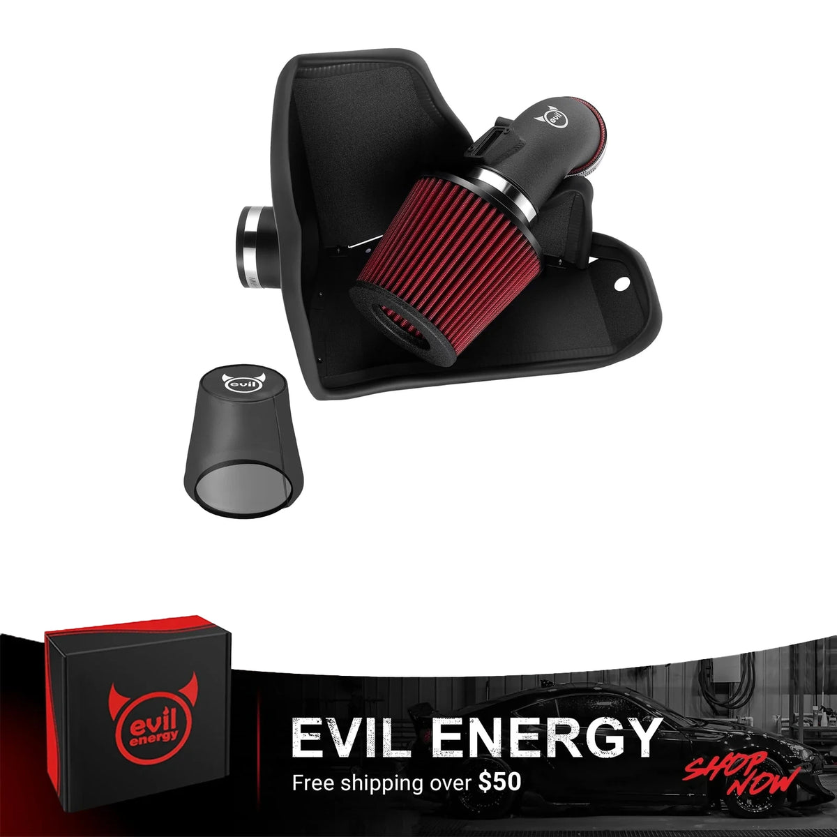 EVIL ENERGY Cold Air Intake Compatible for 2012-2015 Honda Civic 1.8L, Increased Horsepower & Throttle Response, Includes Heat Shield & Pre-Filter, Black