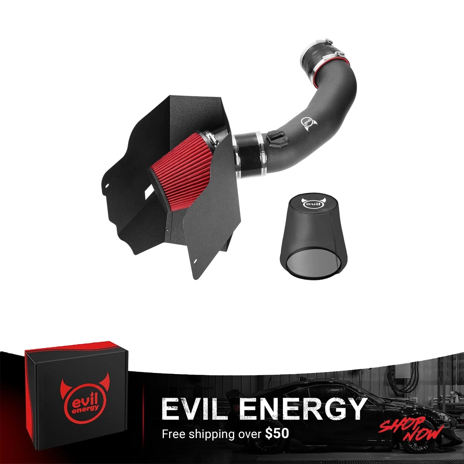 EVIL ENERGY Cold Air Intake Compatible for 2017-2019 4WD Ford F250 F350 F450 Super Duty 6.7L, Increases Horsepower, Towing Performance & Acceleration, Includes Heat Shield & Pre-Filter, Black