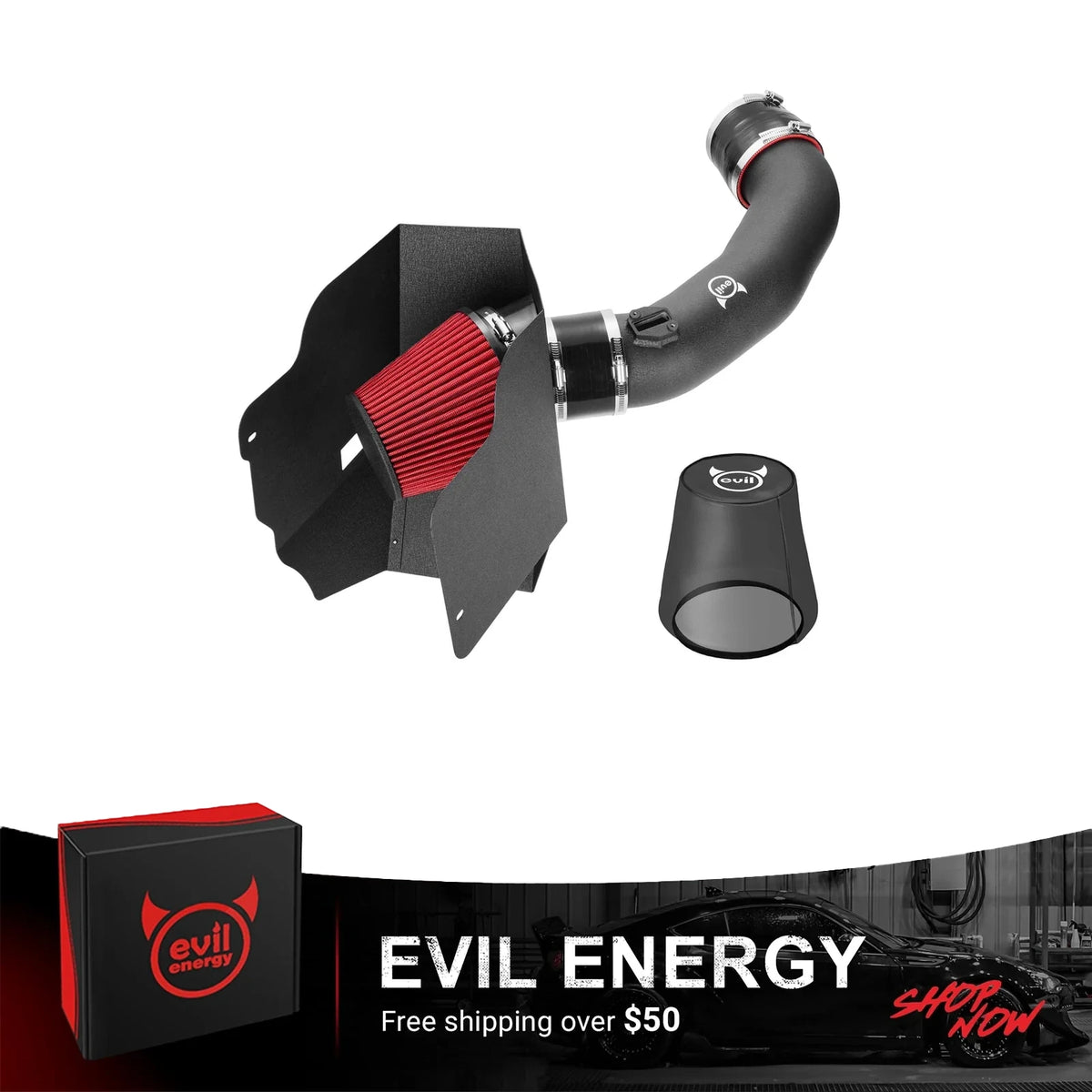 EVIL ENERGY Cold Air Intake Compatible for 2017-2019 4WD Ford F250 F350 F450 Super Duty 6.7L, Increases Horsepower, Towing Performance & Acceleration, Includes Heat Shield & Pre-Filter, Black