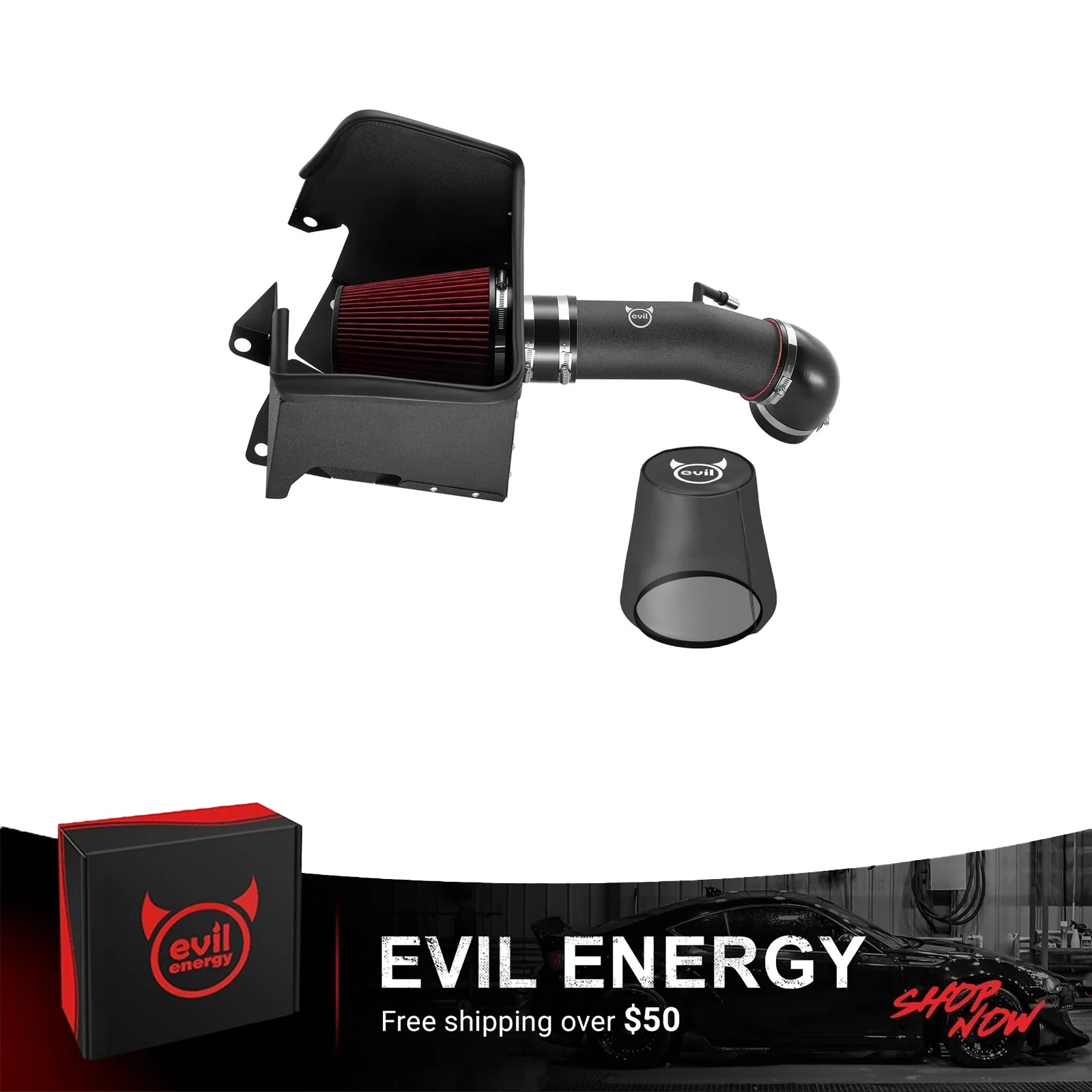 EVIL ENERGY Cold Air Intake Compatible for 2019-2024 Dodge RAM 1500 5.7L, Increases Horsepower, Towing Performance & Acceleration, Includes Heat Shield & Pre-Filter, Black