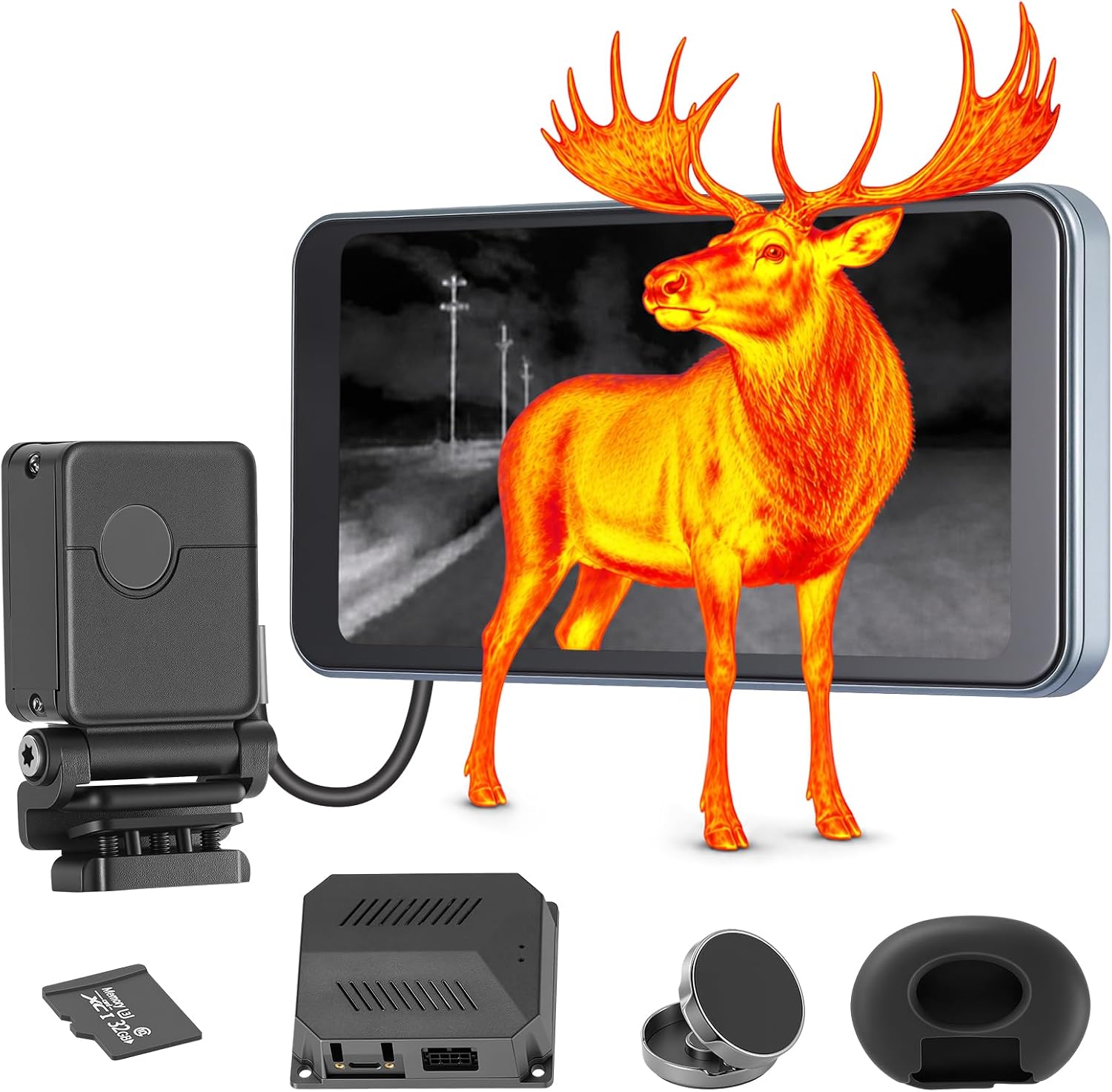 EVIL ENERGY Car Thermal Night Vision System 656ft Detection AI 11-Target Recognition IP67 Waterproof Vehicle Safety Camera Kit