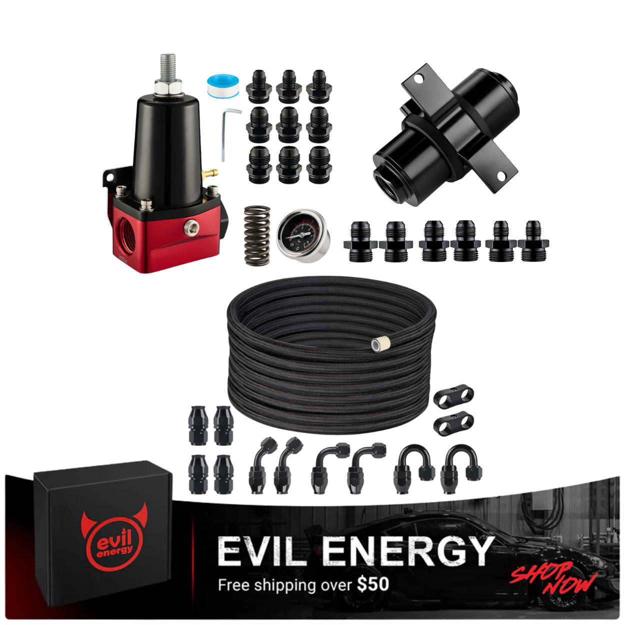 EVIL ENERGY EFI Fuel System Kit - PTFE Fuel Line E85 Compatible w ...