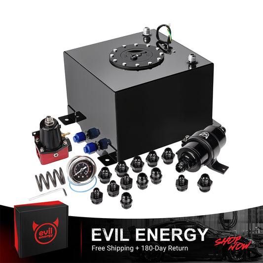 [5 Gallon,30-70PSI,10 Mircon] EVIL ENERGY Fuel Cell Kit with regulator, inline pump, AN fittings, and installation accessories - high-performance fuel cell solution for EFI systems
