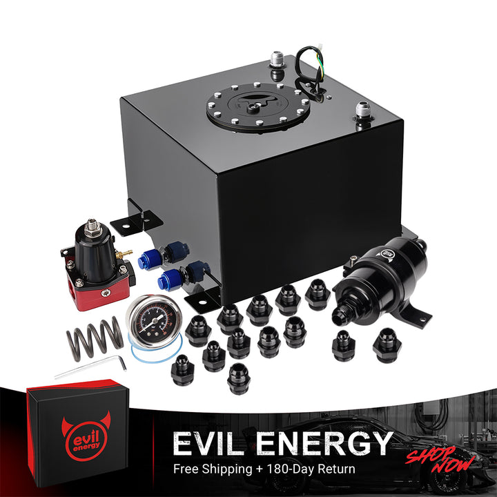 [5 Gallon,30-70PSI,10 Mircon] EVIL ENERGY Fuel Cell Kit with regulator, inline pump, AN fittings, and installation accessories - high-performance fuel cell solution for EFI systems