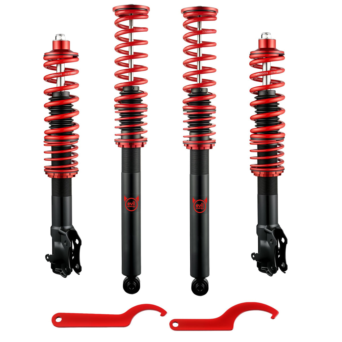 EVIL ENERGY Coilovers Compatible for Volkswagen Cabrio 1995-2002, Golf 1985-1999, Jetta 1985-1999, Corrado 1992-1995, Height Adjustable Lowering Kit, Twin-Tube Coilover Suspension Kit, Red
