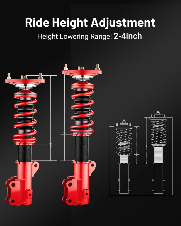 EVIL ENERGY Hyundai Genesis 2010-2016 Coilovers: Height-Adjustable Twin-Tube Suspension Kit, Red - Performance Lowering for Comfortable Ride" - EVILENERGY