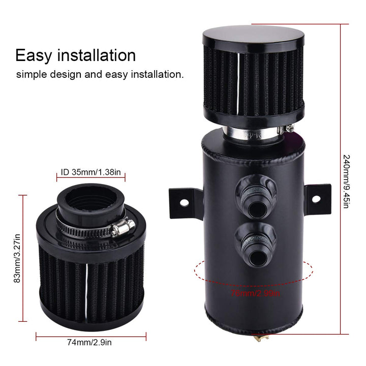 [Black Style] EVIL ENERGY 10AN Baffled Oil Catch Can and Universal Coolant Overflow Tank bundle — designed for complete engine care and reliability.