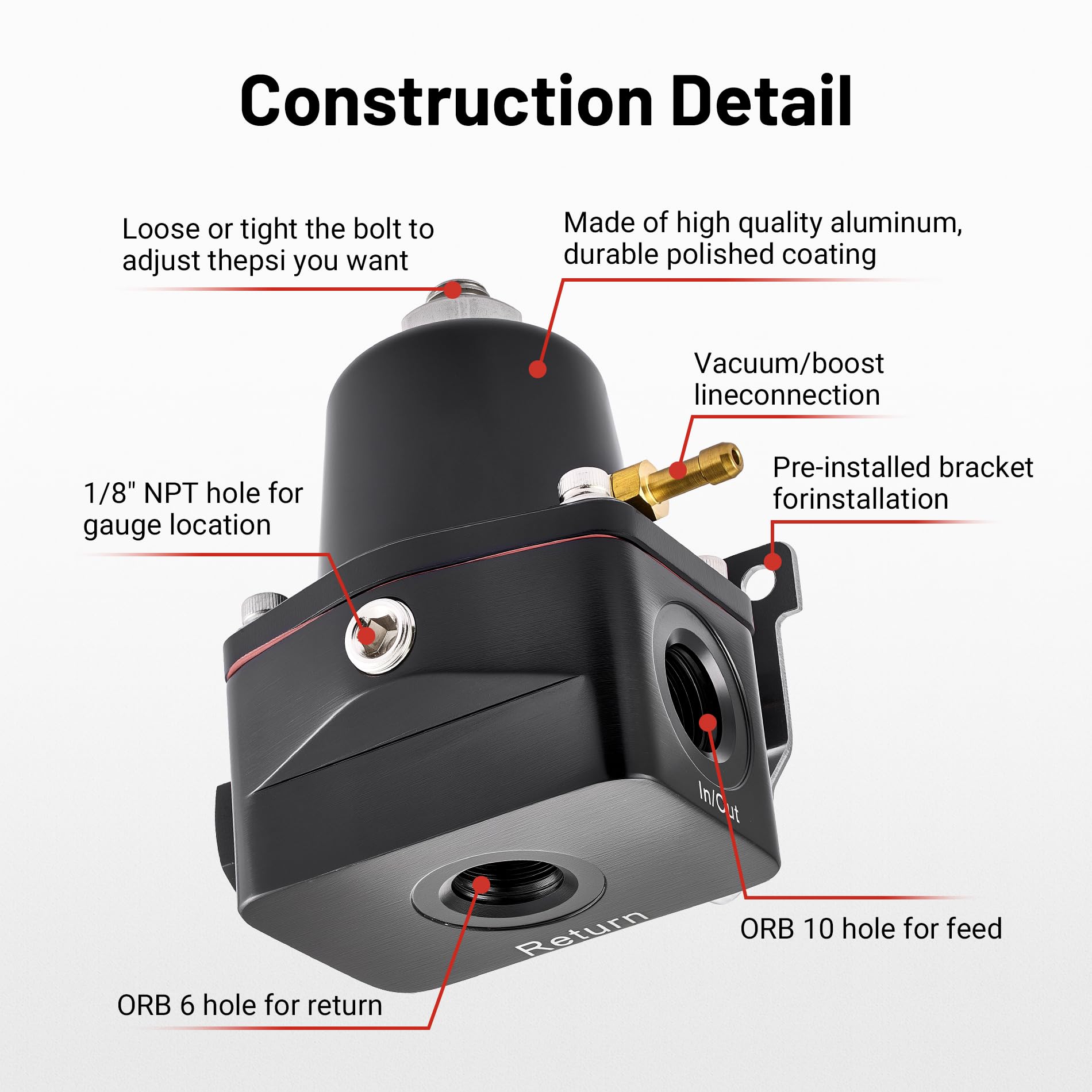 Return-Style Fuel System Kit Fuel Pressure Regulator 20-120PSI Universal | EVIL ENERGY[Black]