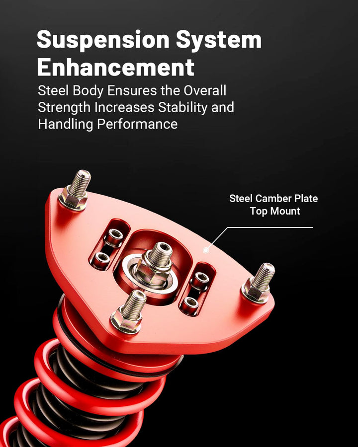 EVIL ENERGY Hyundai Genesis 2010-2016 Coilovers: Height-Adjustable Twin-Tube Suspension Kit, Red - Performance Lowering for Comfortable Ride" - EVILENERGY