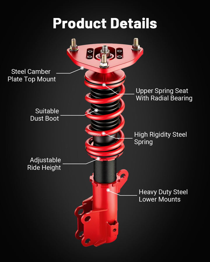 EVIL ENERGY Hyundai Genesis 2010-2016 Coilovers: Height-Adjustable Twin-Tube Suspension Kit, Red - Performance Lowering for Comfortable Ride" - EVILENERGY