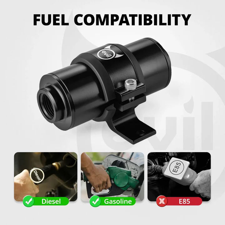 EVIL ENERGY Inline Fuel Filter with 6AN 8AN 10AN Adapter and Bracket Universal 10/30/40/100 Micron