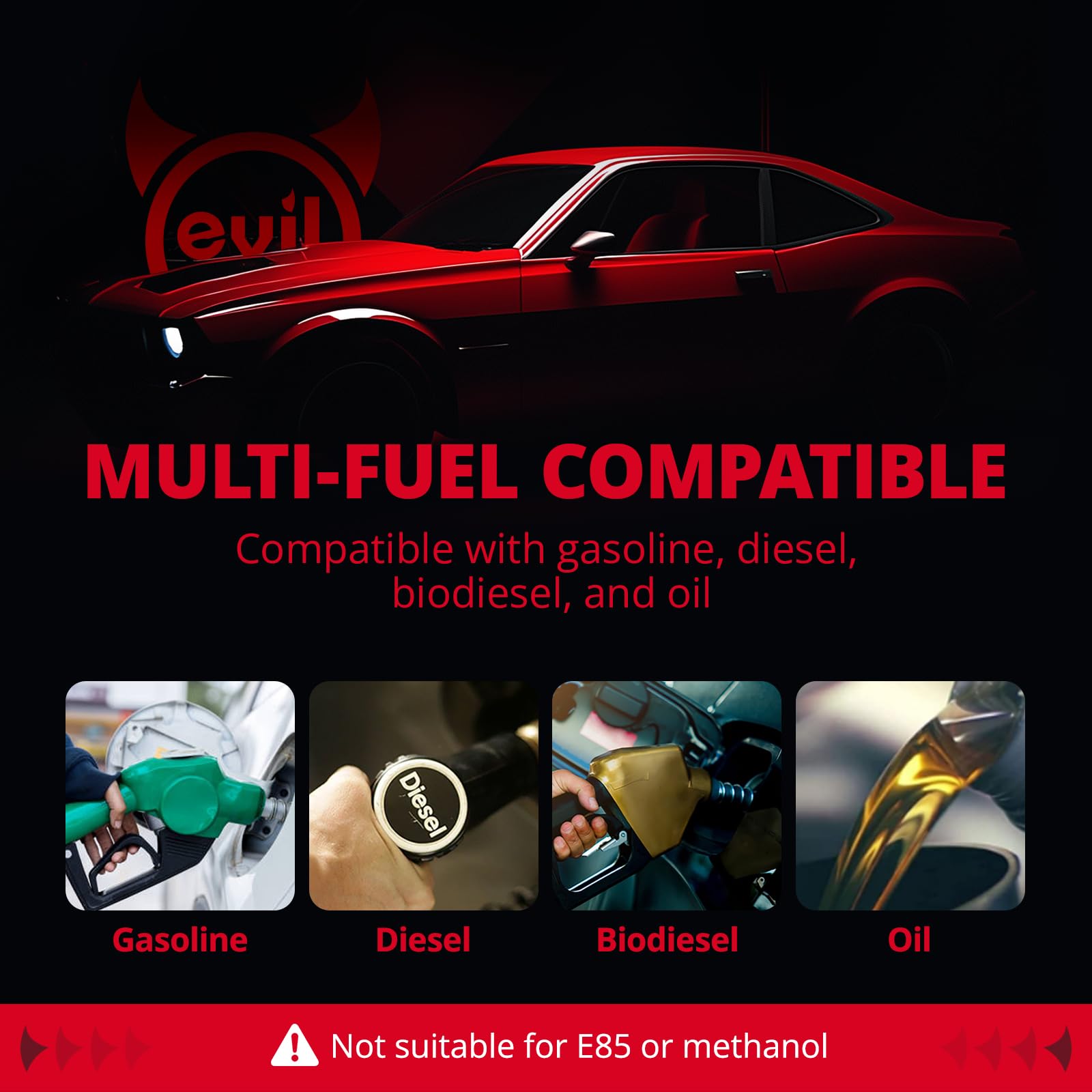 EVIL ENERGY 6AN Fuel Line Kit with 10 Micron Fuel Filter, Inline Fuel Filter & Bracket Clamp 50MM Universal, 6AN Hose Braided Fuel Line Fitting Kit PTFE 10FT - EVILENERGY