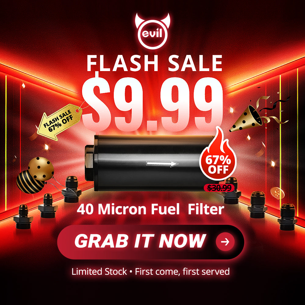 EVIL ENERGY 40 Micron Inline Fuel Filter with 6AN 8AN 10AN Adapter Flash Sale $9.9!