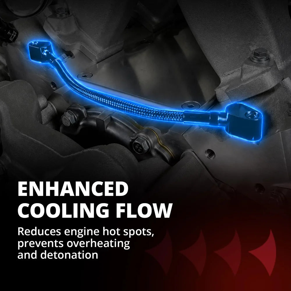 EVIL ENERGY LS Coolant Steam Port Crossover Kit for GM LS LS1 LSX LM7 LQ4 LS6 LQ9 Engines, Throttle Body Bypass Hose Kit with Black Cotton Braided Hose