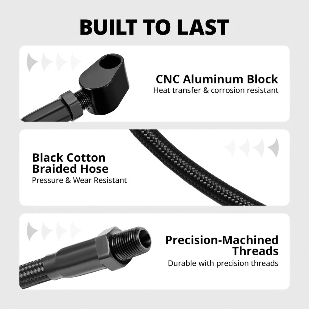 EVIL ENERGY LS Coolant Steam Port Crossover Kit for GM LS LS1 LSX LM7 LQ4 LS6 LQ9 Engines, Throttle Body Bypass Hose Kit with Black Cotton Braided Hose