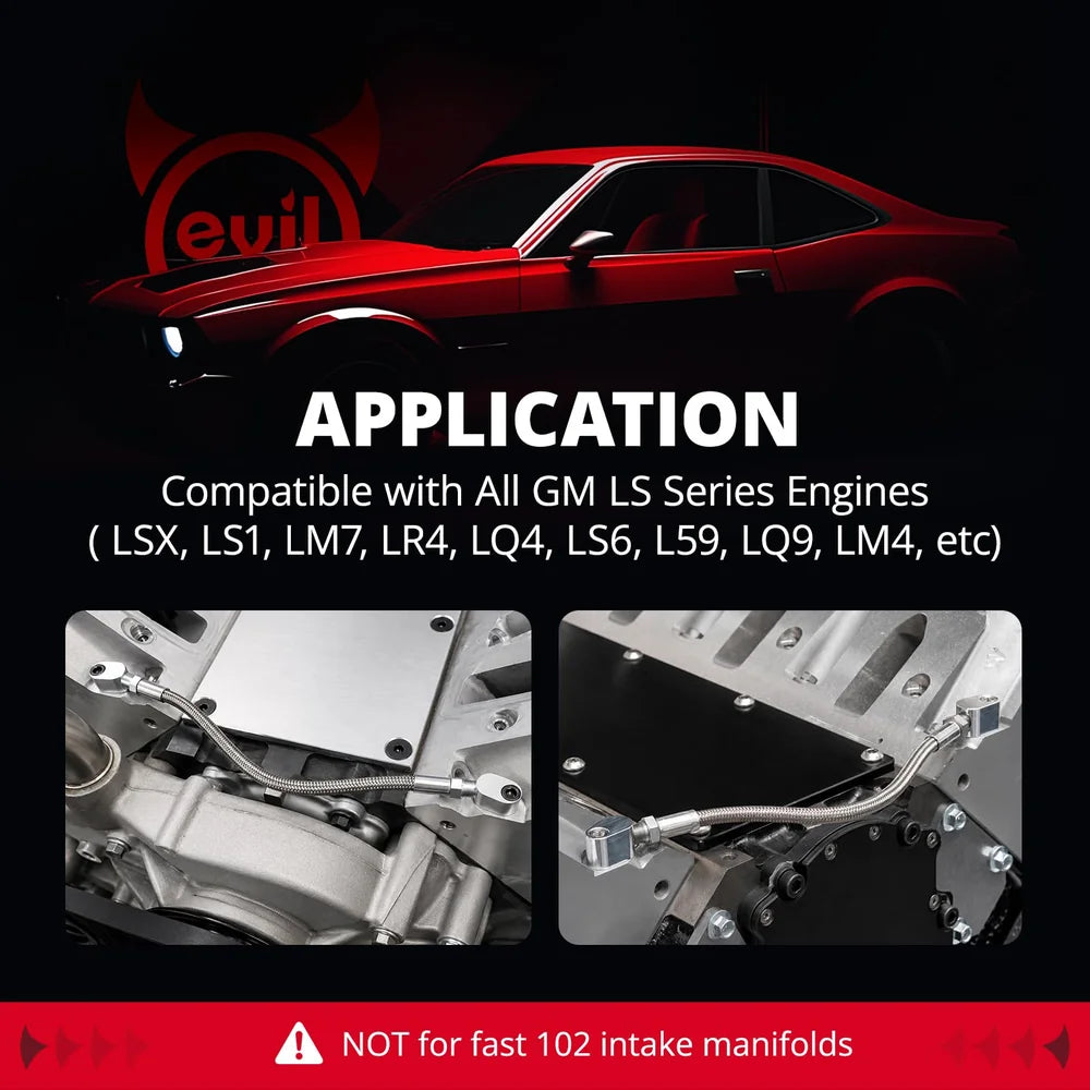 EVIL ENERGY LS Coolant Steam Port Crossover Kit for GM LS LS1 LSX LM7 LQ4 LS6 LQ9 Engines, Throttle Body Bypass Hose Kit with Steel Braided Hose & Tape